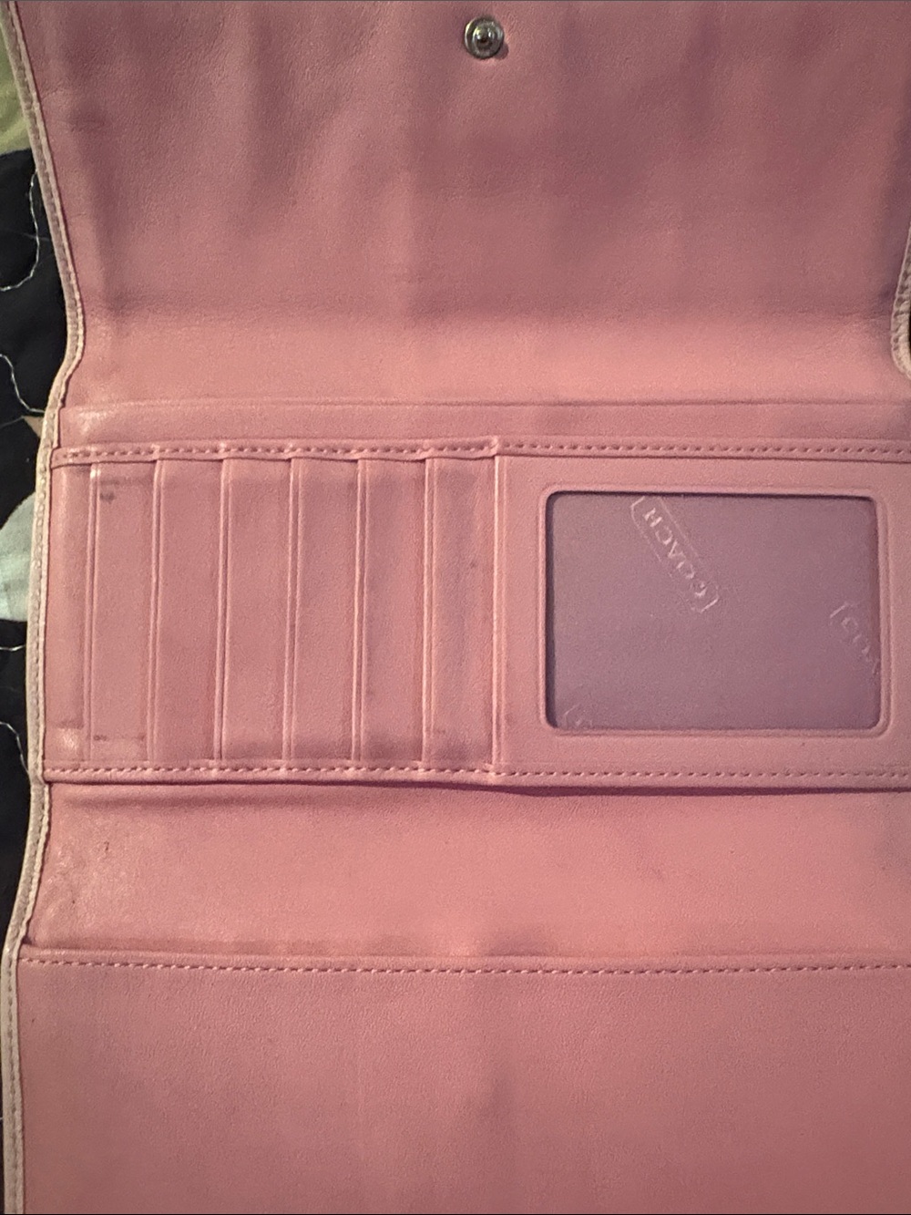 Coach Pink Trifold Leather Wallet - Picture 3 of 5
